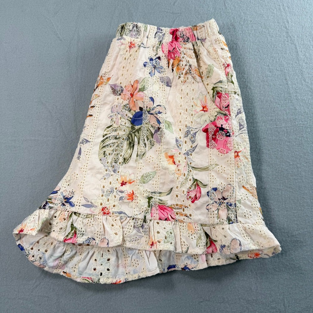 Dance & Marvel Shorts Women S Cream Floral Eyelet Ruffle Boho Soft Girl Summer - Picture 6 of 8